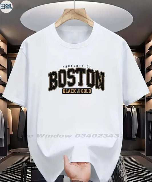🔥 *Boston Black & Gold Down Shoulder Tee: Premium Streetwear Vibes* 🔥